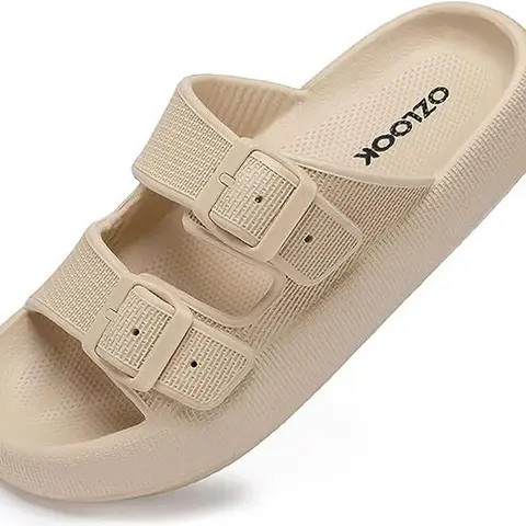 Pillow Slippers,Cloud Slides Double Buckle Adjustable,EVA Ultra Cushion Sandals Footwear Girl Women Shoe Comfort Walking Shoes Flipflop, Casual Slipper Shoes