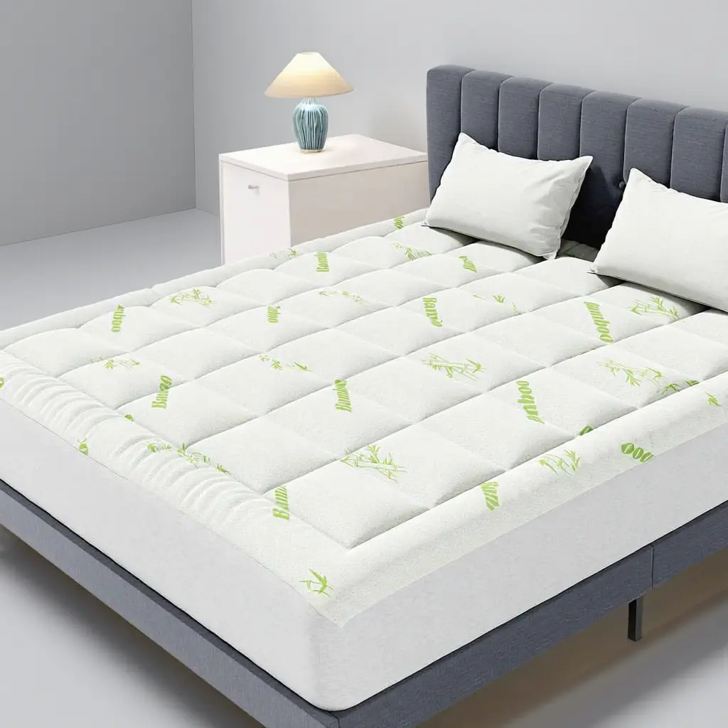 Ultra-Soft Cooling Bamboo Mattress Protector, Breathable & Moisture Wicking Pad Topper with Deep Pockets, Fits 8-21 Inch Mattress, Machine Washable