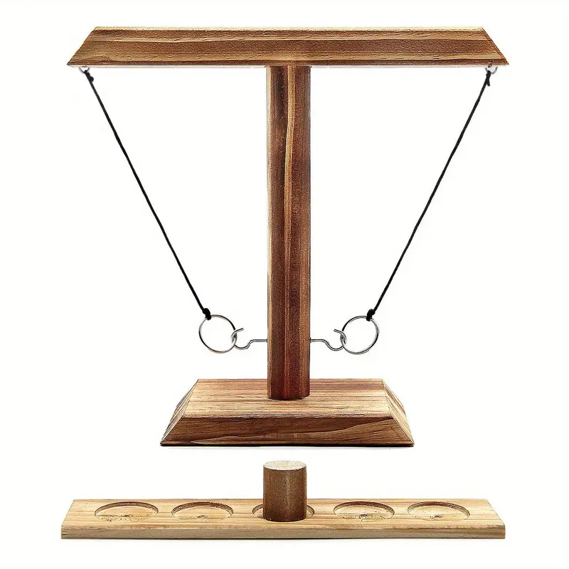 Ring Toss Game, 1 Set Wooden Round Ring Toss Toy, Creative Ring Toss Toy, Novelty & Gag Toy, Fun