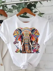 Bohemian Style Colorful Elephant Graphic Tshirt _