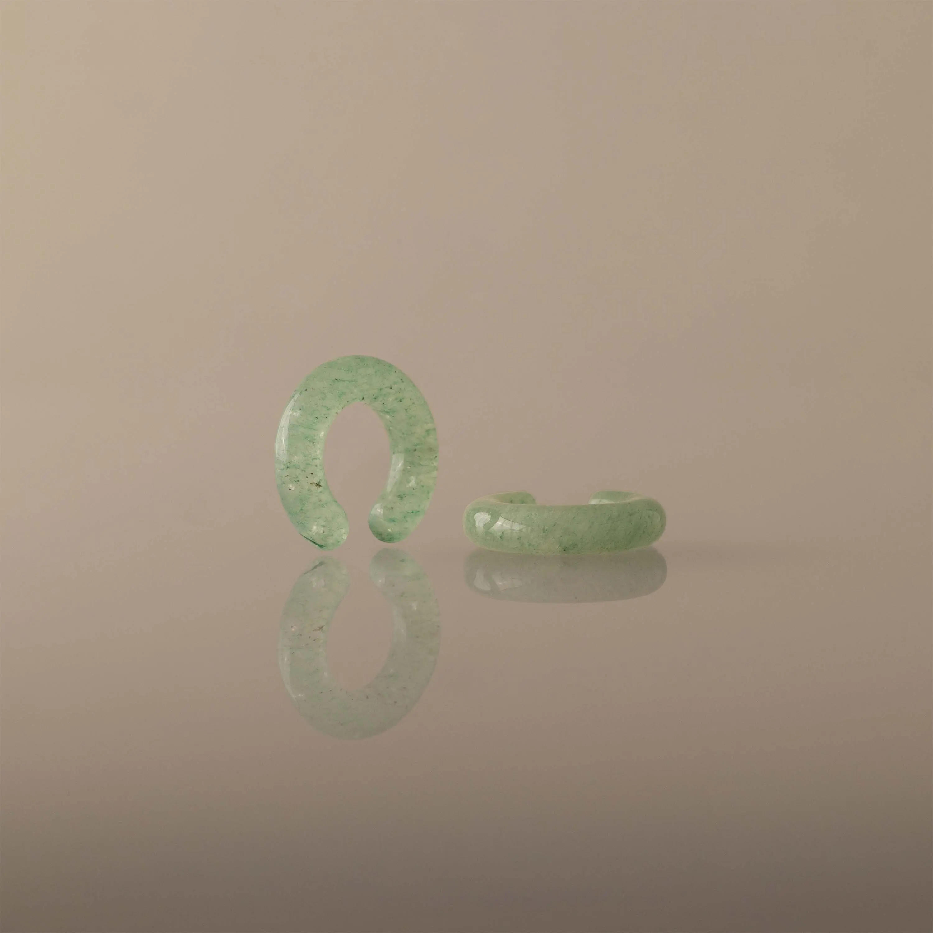 Jade Ear Cuffs by Caitlyn Minimalist - Light Green Gemstone Cuff Hoop Earrings - Boho Summer Jewelry - Birthday Gift