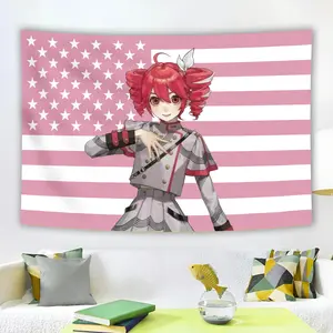 Kasane Teto Pink American Flags Wall Hanging Wallpaper Tapestry Headboar daesthetic Room Decor Cute Birthday Gifts Bedroom Decoration