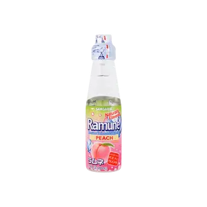 SANGARIA Japanese Ramune Peach Soda 200ml - Unique Marble Bottle Fun Drink