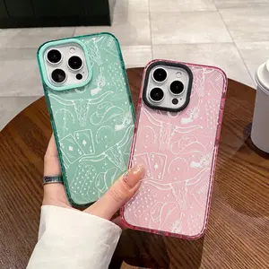 Phone Case for iPhone  17 Air 16 Plus 15 Pro Max 14 13 12 11 Oil full of western elements Pattern Non-Yellowing Shockproof Soft Silicone Transparent Cover