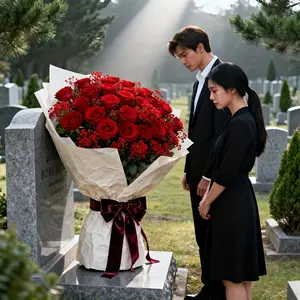 40pcs Outdoor Artificial Memorial Flowers, Rose & Starburst Bouquet, Durable Plastic, Suitable for All Seasons, Funeral Decorations