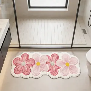 Cute Cartoon Flower Rug, Soft Comfortable Plush Mat, Floral Shaped Rug, Modern French Style for Girls' Room Decor, Suitable for Living Room Bedroom Bathroom, Floral Print Rug, Cartoon Pattern Rug, Bedroom Rugs