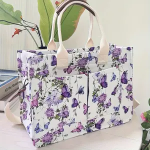 Butterfly Print Computer Handbag Large Capacity Multi-Pocket Women's Crossbody Bag Waterproof College Style Work Travel Daily Bag Durable & Practical new style fashionable shoulder bag