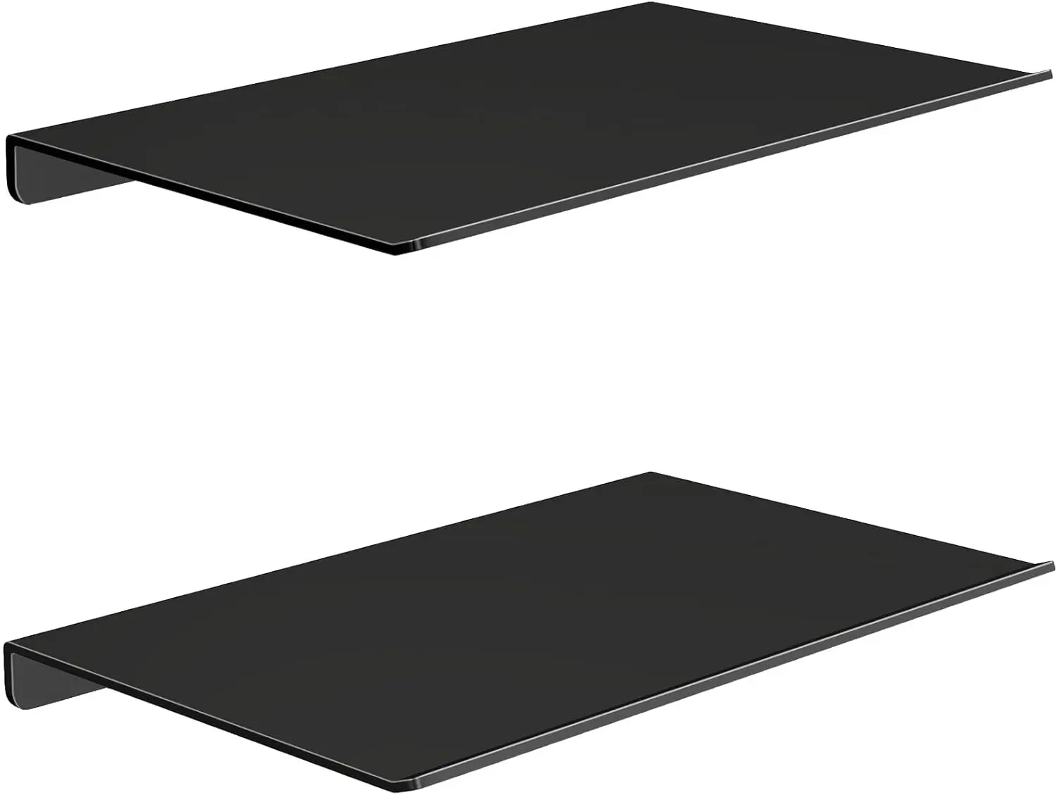 MKO 8" Small Floating Shelves for Wall, Metal Wall Mounted Shelf for Bathroom, Bedroom, Living Room, Kitchen, Little Mini Tiny Display Hanging Shelves for Books/Storage/Room Decor 2 Packs, Black