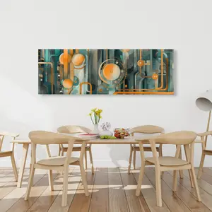 212 MAIN Astrological Machinery Orange Wall Art Photo Print, 20x60 in - Lightweight Universe Artwork, Unique Room Home Decor Poster