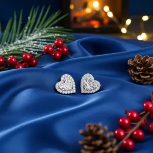 Diamondcelebritees 1.50ct Moissanite White 925 Sterling Silver Women's Heart Shape Nugget Earrings