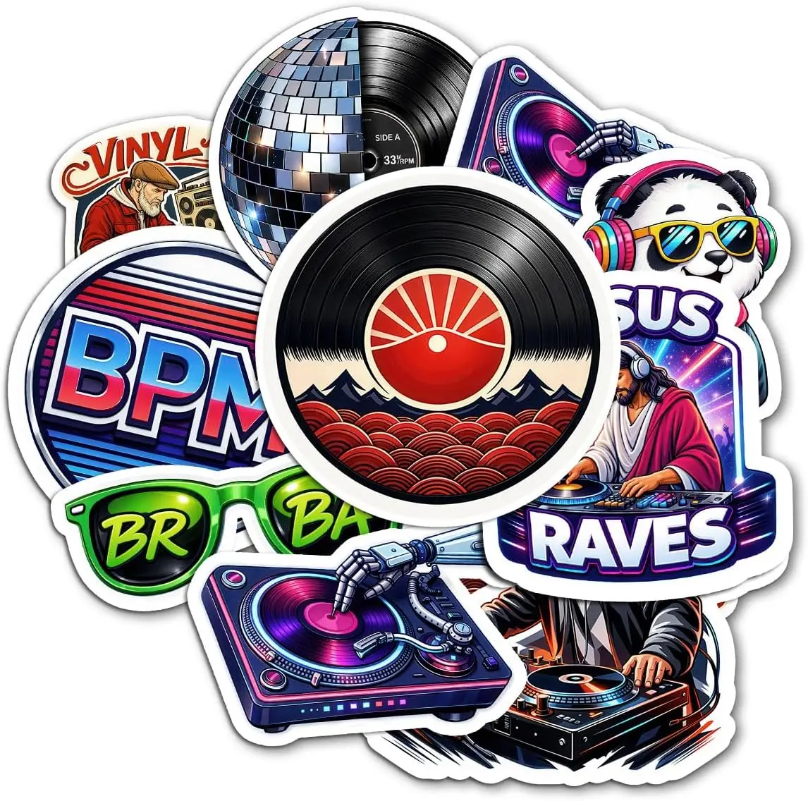 DJ Stickers Music Vinyl Record Rave Party Turntable Decal Pack  DJ Stickers, Music Vinyl Decals, Turntable Quotes, Gifts For DJs, Music Lovers, Vinyl Collectors, Rave Fans