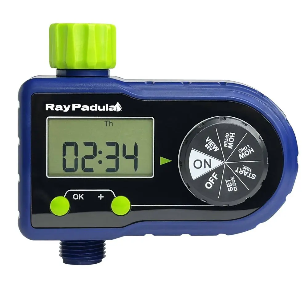Ray Padula 1-Zone Electronic Sprinkler Timer: Digital Display Leakproof Weatherproof AA Battery Powered