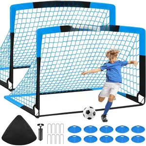 Soccer Goals for Backyard Set - 2 Pack of Portable Pop Up Soccer Nets with Ball,Cones,Complete  Equipment Kit for ,Youth,  3-14,Outdoor
