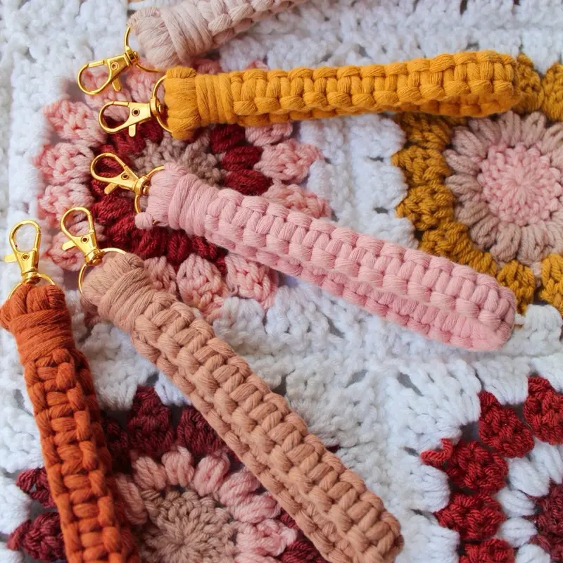 Mini Macrame Wristlet | Mini Square Knot Wristlet | Boho Hippie Mini Wristlet | Wallet Strap| Key Holder | Macrame Keychain | Christmas Gift