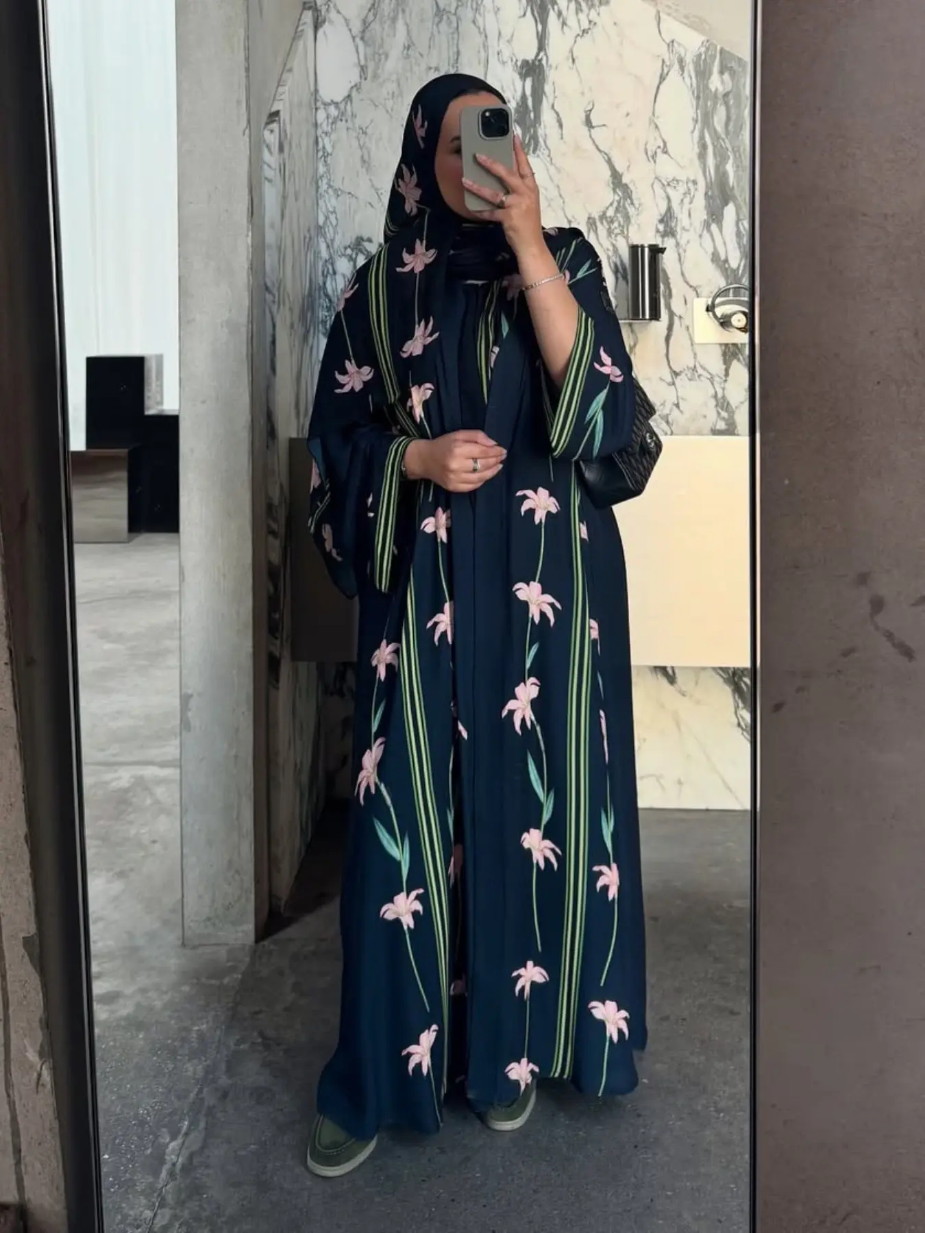 Women's Floral Print Long Sleeve Loose Fit Abaya Dress Set with Hijab, Elegant Casual Modesty Muslim Outfits Islamic Clothing, Islamic Modesty Clothes, Loose Abayas for Daily Wear, Suitable for All Seasons