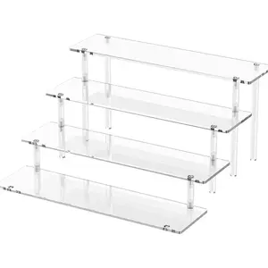4-Tier Clear Acrylic Display Risers – Perfume Organizer, Large Cupcake & Dessert Stand, Figure & Collection Display Shelf, Riser Stand for Home Decor & Party Organization