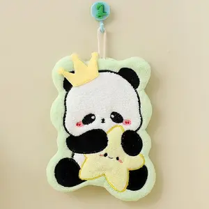 1pcs Panda Cartoon Hand Towel Set - Ultra Absorbent-Soft Hanging Hand Towels for Bathroom Kitchen, Fun Birthday Panda Gift for Kid Children, Hangable Decorative