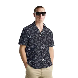 FERITTO UMBREON-BLACK Pokemon Hawaiian Shirt for Men - Breathable, Comfortable, Casual Short Sleeve, Relaxed Hawaiian Fit, Available in Sizes S to 3XL - Classic Menswear Top