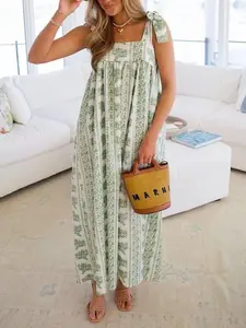 Elegant Floral Print Tie-Shoulder Dress