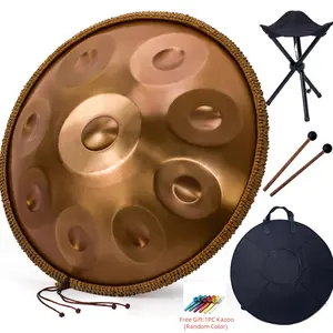 Advanced Adult Handpan Drum, 22-Inch 9-Notes 440Hz D Minor Kurd Steel Handpan Drum, Hand Pan Drum Instrument with Soft Bag, 2 Handpan Mallets, Handpan Stand and Dust-Free Cloth