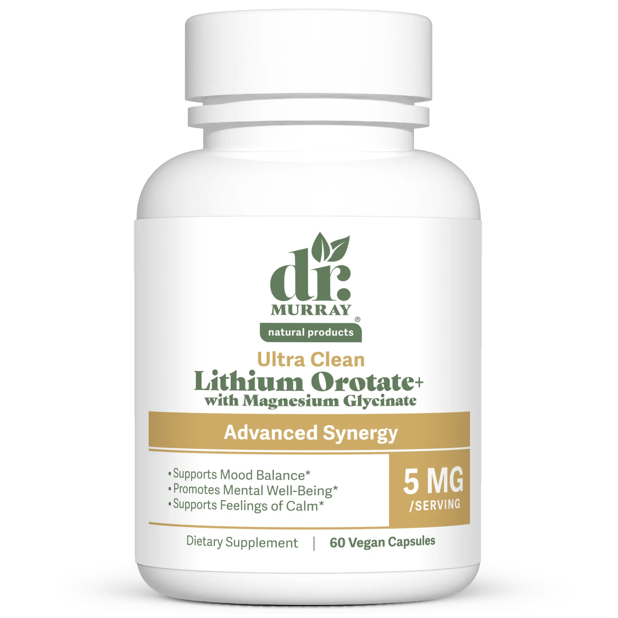 Dr. Murray's Ultra Clean Lithium Orotate + Magnesium Glycinate | 5 mg | Mood & Cognitive Support | Vegan Capsules