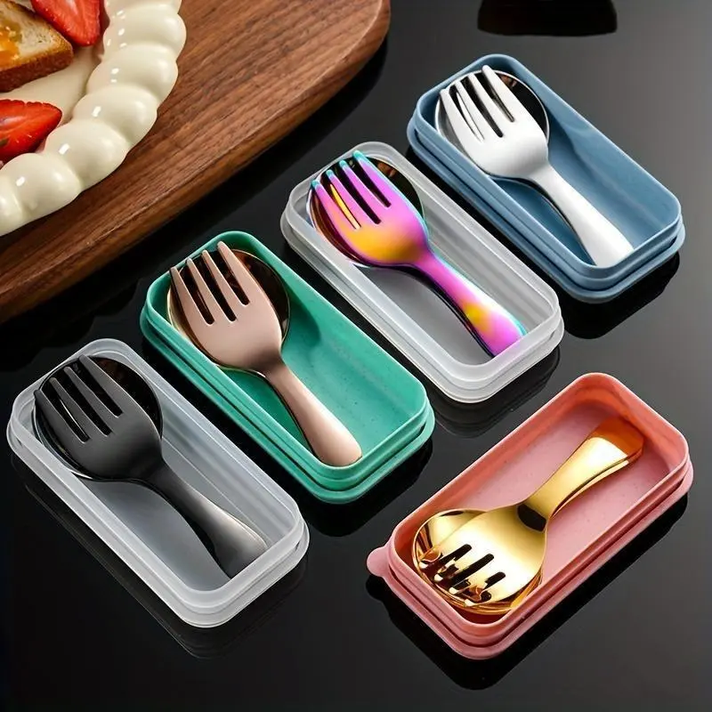 Stainless Steel Cutlery Set, 2 Sets Portable Outdoor Camping Travel Cutlery Set, Lightweight & Easy To Carry, Suitable for Outdoor Camping, Travel
