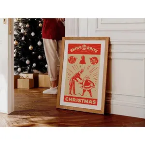 Retro Shiny Brite Christmas Art Print - Vintage Holiday Poster For Kitchen Decor & Home Gifts