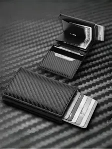 Men's Business Minimalist Carbon Fiber Card Holder, RFID Blocking Card Holder, Slim Wallet, Pop Up Card Case, Credit Card Holder, Gift for Men