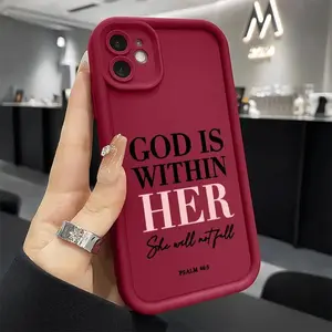 God Is Within Her She Is Within Him Letter Pattern Phone Case, Anti-drop Cellphone Protective Case, Total Protective Shockproof Mobile Phone Cover for iPhone, Casing