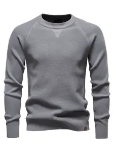 Men's Henley Collar Polo Shirt, Raglan Sleeves, Solid Color, Long Sleeve, Premium Brand Design, Casual & Business Wear