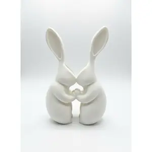 Twin Bunny Planter 7.87" – Easter Spring Decor Vase, 3D Printed Rabbit Plant Holder