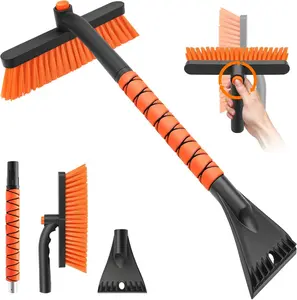Car Windshield Snow Brush and Ice Scraper - Detachable Snow Remover with EVA Foam Grip, Rotatable Brush for Cars, Trucks, SUVs - Winter Automotive Accessory