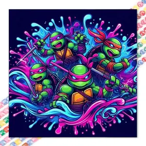 1 set of DIY diamond painting kit, 5D diamond art set, Diamond Art Tools, DIY decoration Ninja Turtles, colorful, vibrant mosaic, diamond art, DIY art home decoration, suitable for Christmas, Anime Design