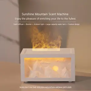 Suitable for Devices Snow Mountain Flame Aromatherapy Humidifier & Night Light with Essential Oil Diffuser, Silent Operation, Compact Portable Humidifier for Bedside,, Office, Low Voltage, Color-Changing Night