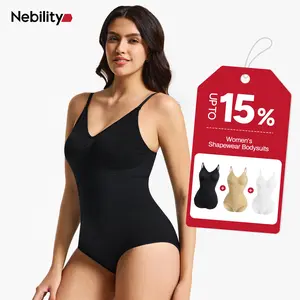 Nebility Women's Shapewear Bodysuit Tummy Control Body Shaper  Snatched Waist Body Suit Basic Compression Spaghetti Strap Womenswear #SummerWins #DealsForYouDays