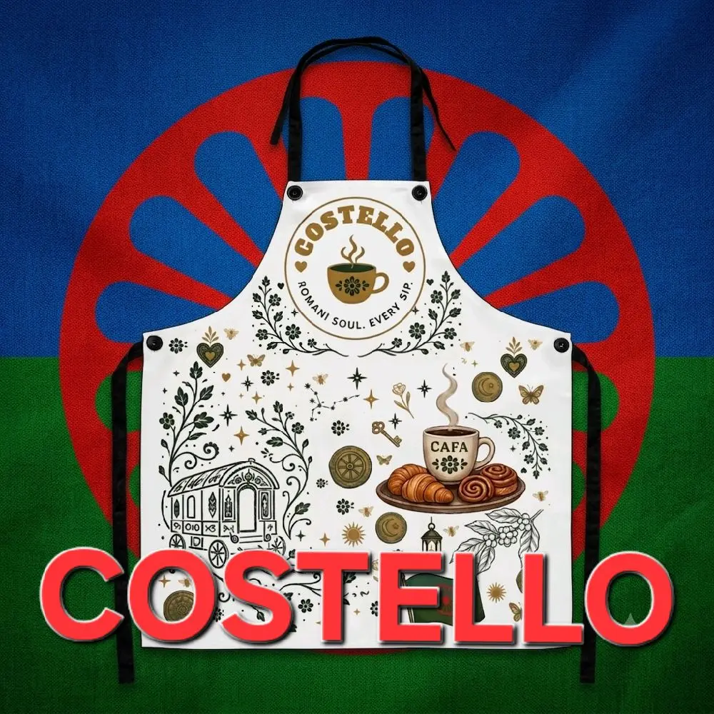 COSTELLO Vitsa Adjustable Black Synthetic Kitchen Apron with Pocket, GypsyTok Style Home Care Supply