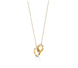 Pre-owned Tiffany 1837 Interlocking Circles Pendant in Yellow Gold with one yg chain