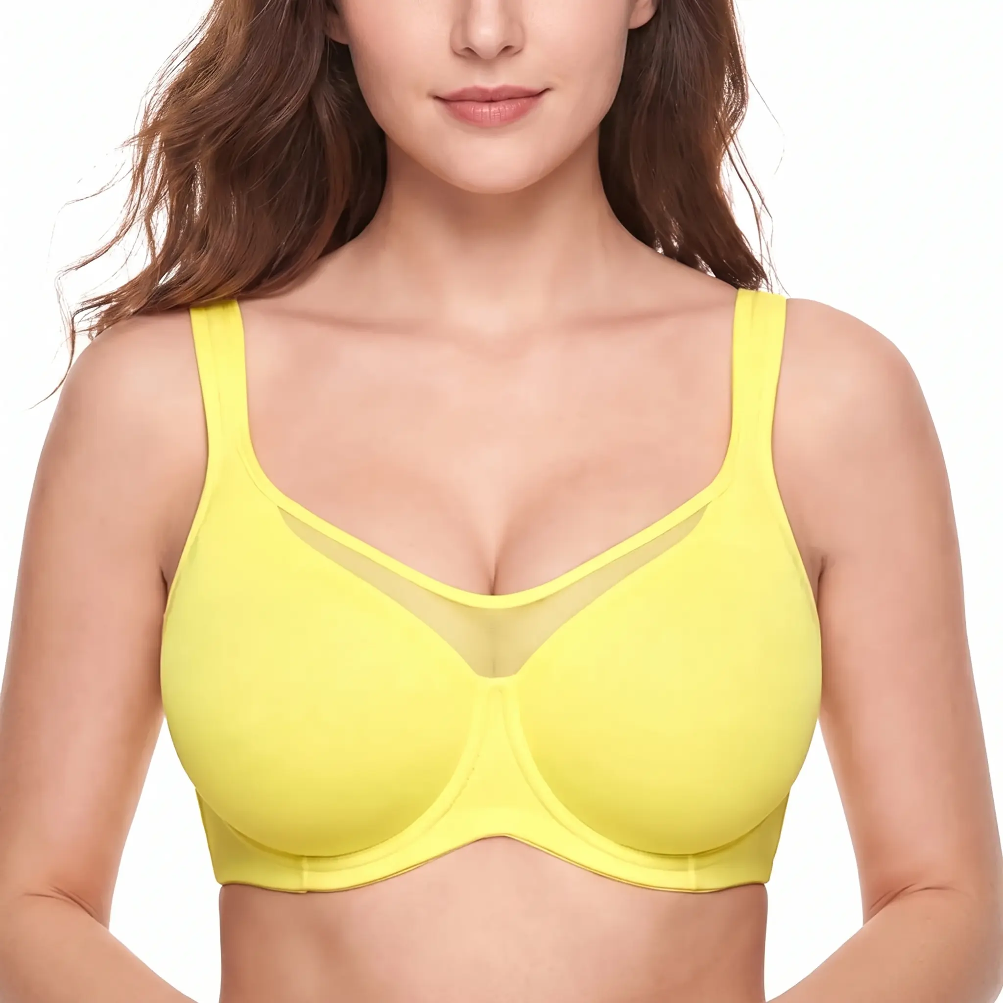 HSIA Women's Underwire Minimizer Bra - Ice Silk, Cool Cardi, Soft Nylon, Adjustable Straps Underwire, Full Coverage, Unlined, Seamless Breathable, T-Shirt Style, Plus Size, Mesh Detail, Hand Wash Only