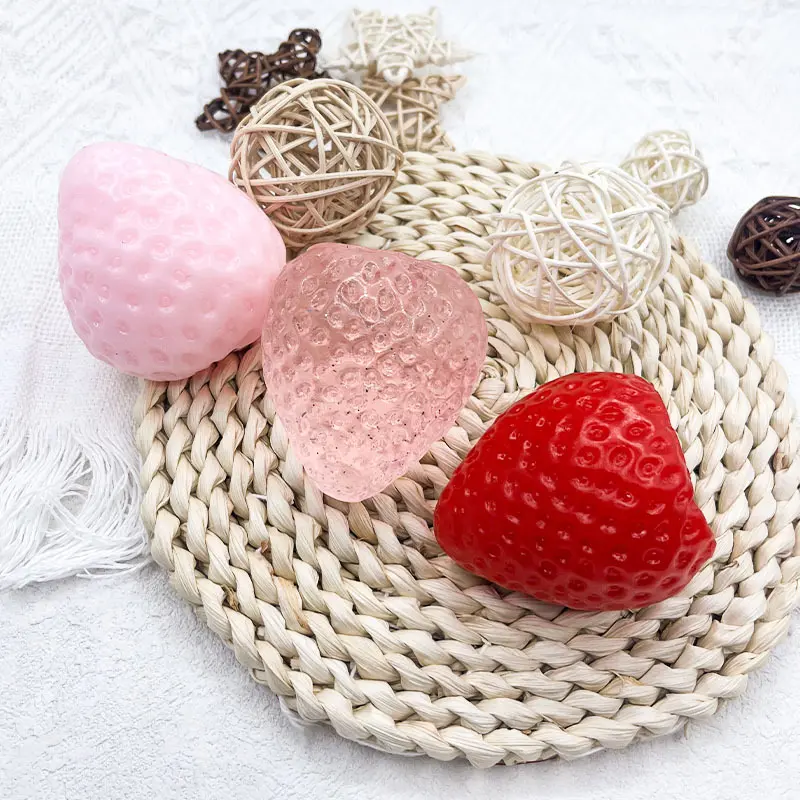 Cute Strawberry Squishy Slow Rising Stress Relief Toy, Soft TPR Fidget Squeeze Toy for Anxiety Relief, Fruit Stress Ball Desk Decor for Adults and Kids, Office School Ornament