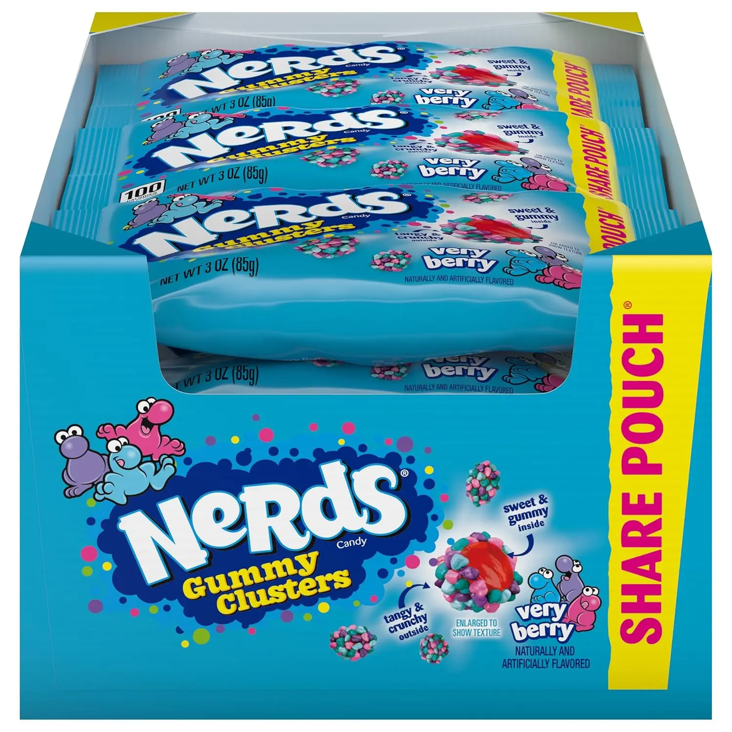 Nerds Gummy Clusters Candy, VERY BERRY, Pouches (Pack of 12)