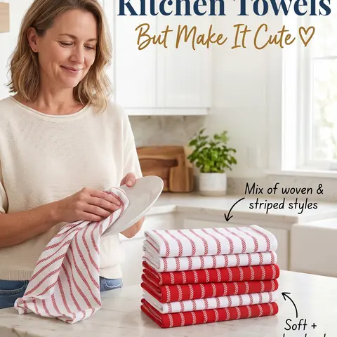 LANE LINEN 100% Cotton Stripe Rectangular Kitchen Linens Set - Tightly Woven, Absorbent Washable, Quick-Drying, Durable Dish Cloths & Towels, Machine Washable, Tumble Dry, Reusable Paper Towel Alternative for Home Cooks