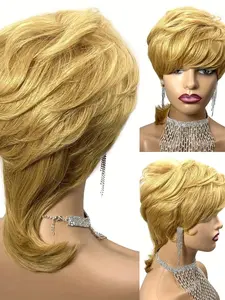 Straight Human Hair Wig for Women Short Human Hair Wig Full Machine Made Wig Halloween Wig 150% Density