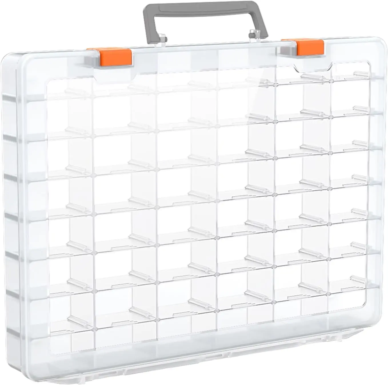 48 Grids Large Plastic Organizer Box with Adjustable Dividers, Beads Storage Containers Compartment Tackle Box Case for Crafts Hobby Small Parts Fishing Seeds Jewelry (Transparent)