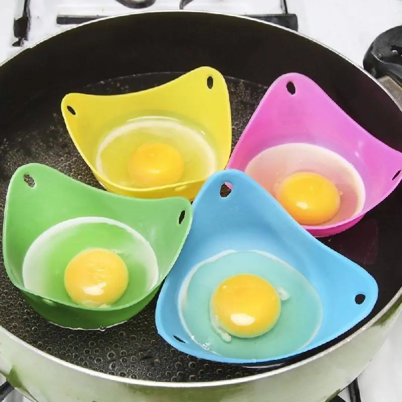 Random Color Silicone Egg Poacher, 4pcs Non Stick Egg Poaching Mold, Kitchen Cooking Utensils for Microwave, Air Fryer, Stovetop