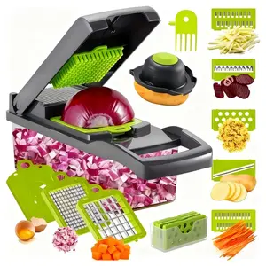Multifunctional 17-in-1 Food Chopper Kitchen Vegetable Slicer Dicer Cutter with 8 Interchangeable Blades Onion Chopper Stainless Steel Utensils for Household Use Party favors