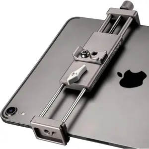 Full Metal Tablet Tripod Holder - Compatible with iPad mini, Air, Pro | 1/4" Screw & ARCA Dovetail Mounts | Universal Tablet Clamp Adapter