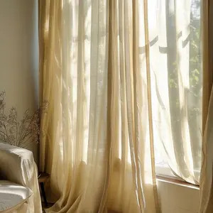 Solid Color Linen Curtain, 1 Count Modern Simple Breathable Curtain, Home Decoration Curtain for Living Room Bedroom Balcony, Window Curtain