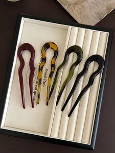 4-Pack Elegant Retro Hair Clips, Versatile Standing Hair Pins, Simple Design, Secure Hold, Random Colors, Smooth Surface, Ideal for Work, Study, Travel