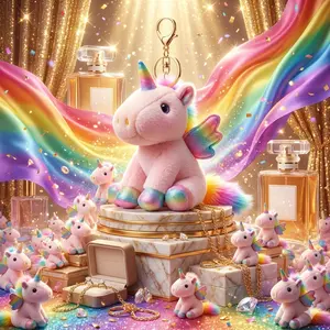 Healing Rainbow Unicorn Collector's Edition Ultra-Soft Plush Keychain with Sparkling Wings & Iridescent Details for Keys Handbags or Gifting