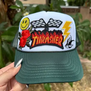 Patch Trucker Hat - One Of A Kind Trucker Hat with vintage and new embroidered patches, only one available per design!